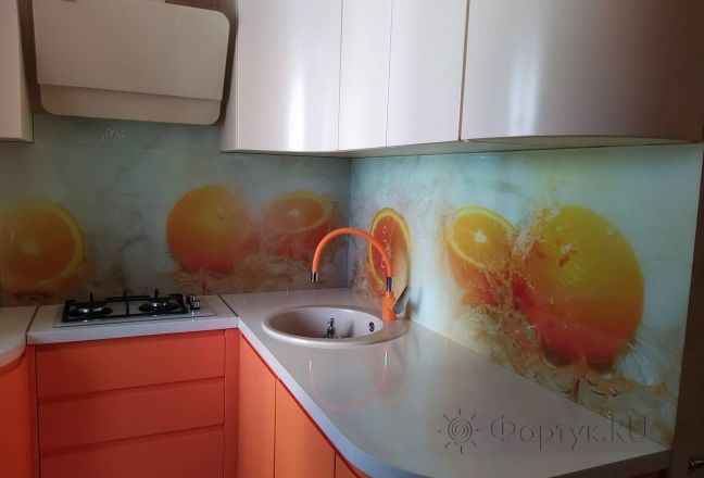 Фартук стекло фото: апельсины в воде, заказ #ИНУТ-7022, Оранжевая кухня. Изображение 112086