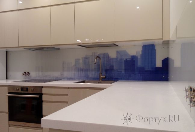Фартук для кухни фото: архитектурная абстракция 3d, заказ #ИНУТ-473, Белая кухня.