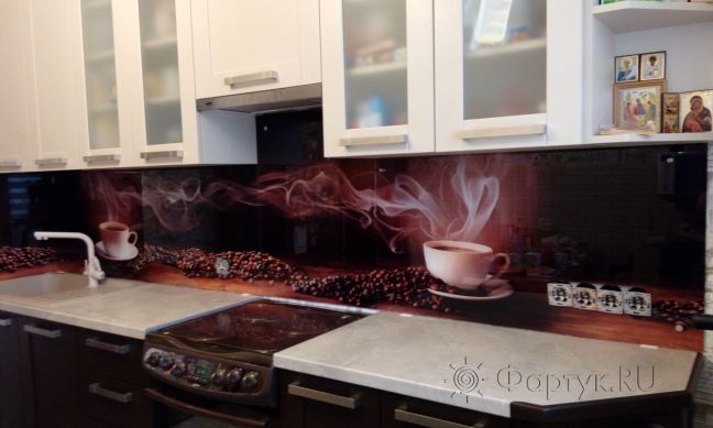 Фартук с фотопечатью фото: ароматный кофе, заказ #УТ-2146, Коричневая кухня.