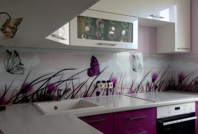 Фартук фото: бабочки, заказ #ГМУТ-407, Фиолетовая кухня. Изображение 84962
