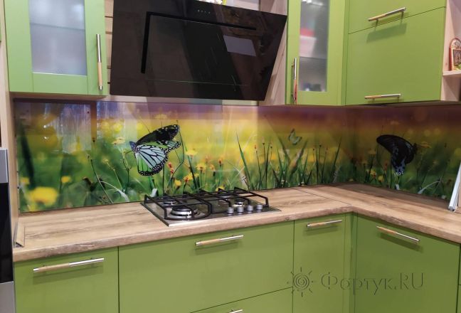 Скинали для кухни фото: бабочки в поле, заказ #ИНУТ-5162, Зеленая кухня. Изображение 214670