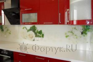 Скинали фото: белые розы, заказ #S-973, Красная кухня.