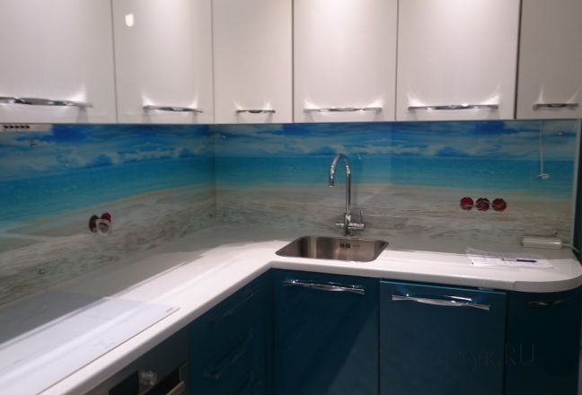 Стеклянная фото панель: берег, заказ #УТ-1572, Синяя кухня. Изображение 111658