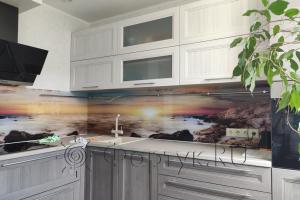 Стеновая панель фото: берег моря, заказ #ИНУТ-5845, Серая кухня.