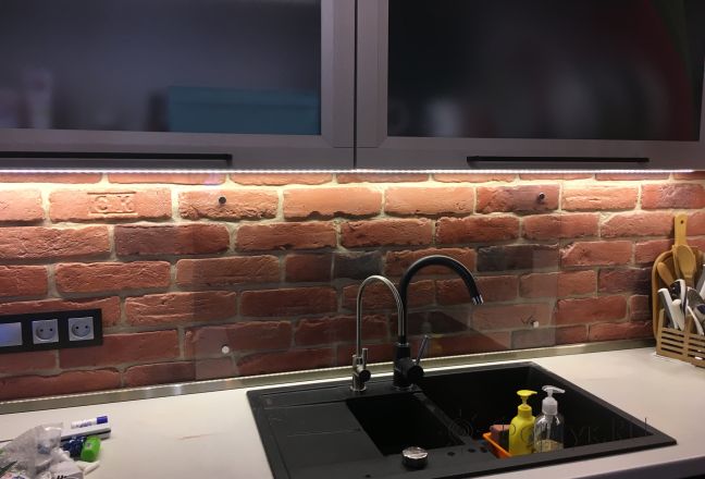 Стеновая панель фото: без печати, заказ #КРУТ-502, Серая кухня.