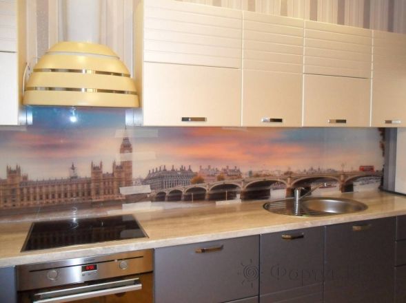 Стеновая панель фото: биг-бен, лондон., заказ #S-1009, Серая кухня.