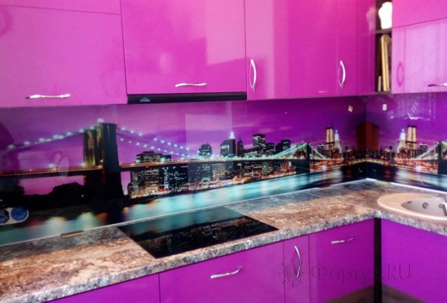 Фартук фото: бруклин в фиолетовом цвете, заказ #ИНУТ-3482, Фиолетовая кухня. Изображение 110840