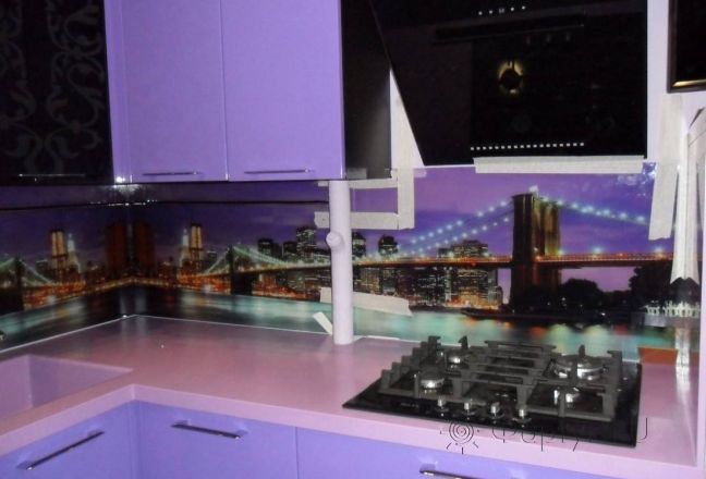 Фартук фото: бруклин в фиолетовых оттенках., заказ #SN-257, Фиолетовая кухня. Изображение 110840