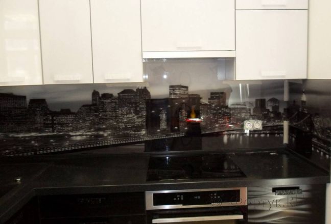 Фартук для кухни фото: бруклинский мост в черно-белом исполнении., заказ #SN-269, Белая кухня. Изображение 110850