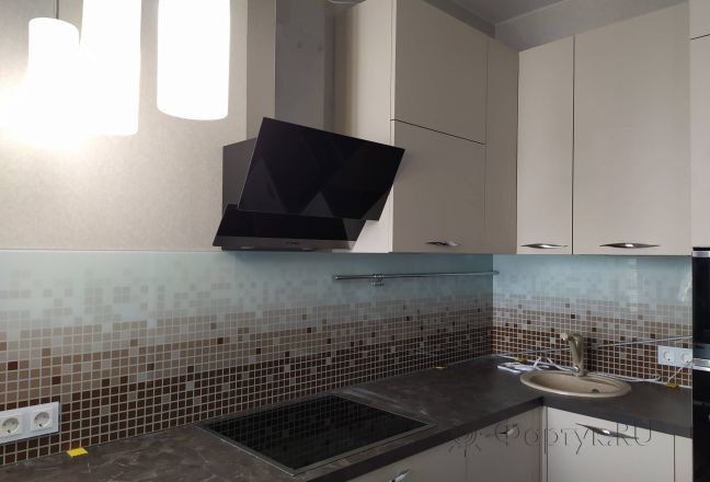 Стеновая панель фото: черно-белые квадраты, заказ #ИНУТ-9954, Серая кухня. Изображение 110614
