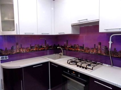 Фартук фото: чикаго в фиолетовом цвете., заказ #УТ-334, Фиолетовая кухня.