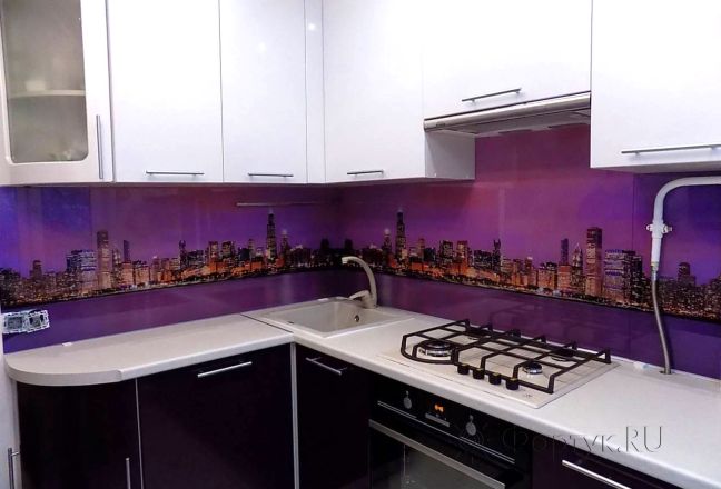 Фартук фото: чикаго в фиолетовом цвете., заказ #УТ-334, Фиолетовая кухня. Изображение 80252