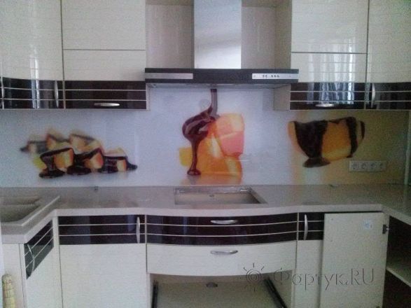 Фартук для кухни фото: дольки апельсина в шоколаде., заказ #SK-606, Белая кухня.