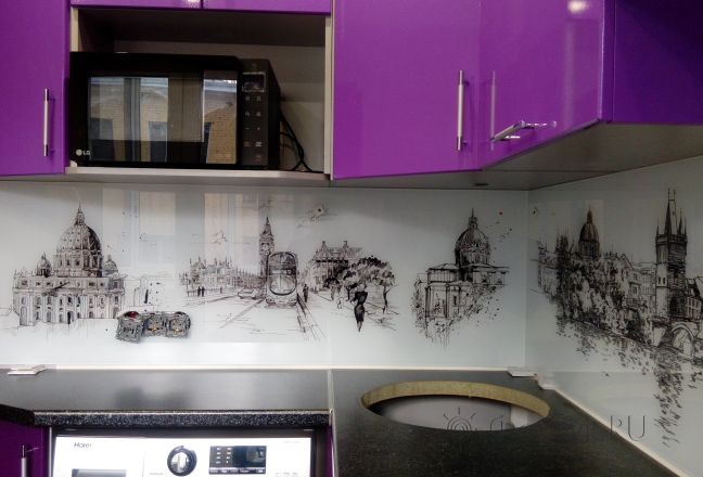 Фартук фото: достопримечательности, заказ #ИНУТ-105, Фиолетовая кухня. Изображение 110946