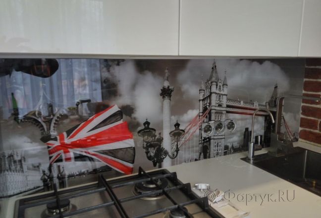 Фартук для кухни фото: достопримечательности лондона, заказ #УТ-2032, Белая кухня. Изображение 185892