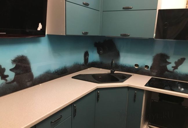 Стеновая панель фото: ежик в тумане, заказ #КРУТ-1189, Серая кухня.