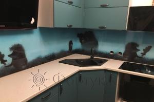Стеновая панель фото: ежик в тумане, заказ #КРУТ-1189, Серая кухня.