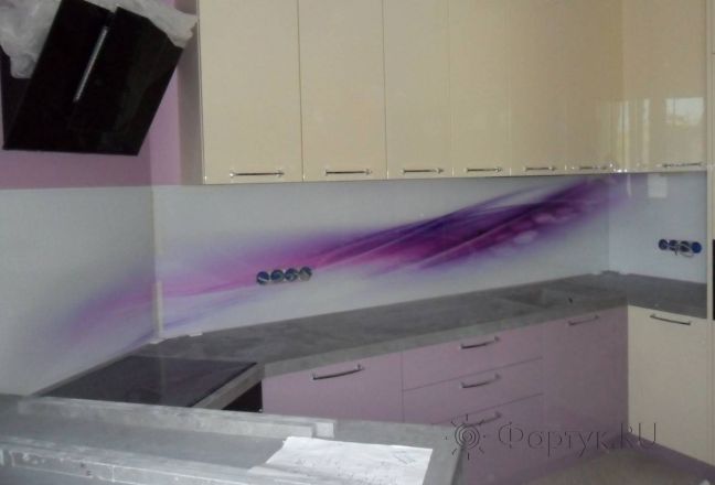 Фартук фото: фиолетовая абстрактная волна., заказ #УТ-68, Фиолетовая кухня. Изображение 147104