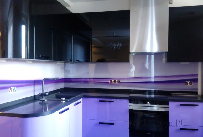 Фартук фото: фиолетовая абстракция, заказ #ГМУТ-757, Фиолетовая кухня.