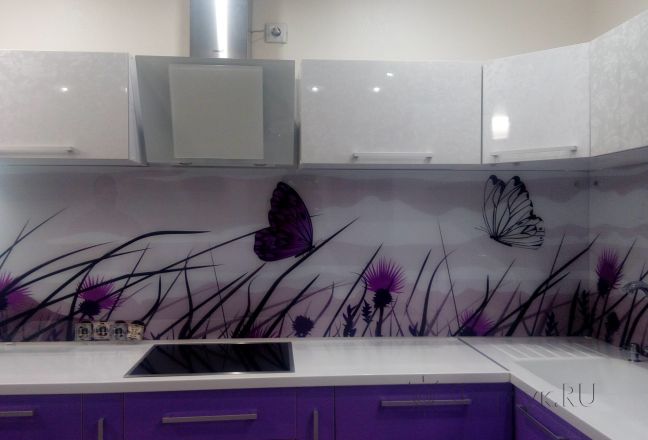 Фартук фото: фиолетовые бабочки, заказ #ИНУТ-677, Фиолетовая кухня. Изображение 84962