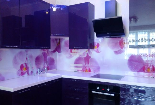 Фартук фото: фиолетовые орхидеи, заказ #ГМУТ-715, Фиолетовая кухня. Изображение 111368