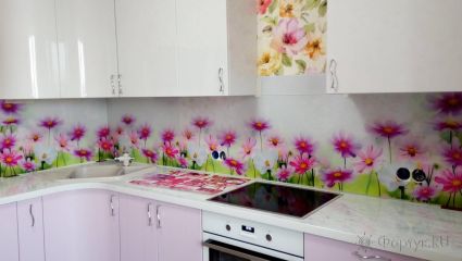 Фартук фото: фиолетовые цветы, заказ #ИНУТ-3216, Фиолетовая кухня.