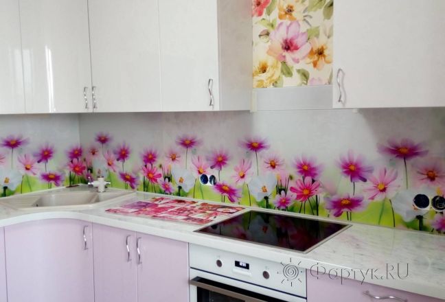 Фартук фото: фиолетовые цветы, заказ #ИНУТ-3216, Фиолетовая кухня. Изображение 111908
