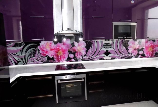 Фартук фото: фиолетовые цветы, заказ #УТ-355, Фиолетовая кухня. Изображение 87756