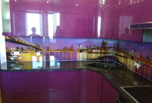 Фартук фото: фиолетовый закат, заказ #ИНУТ-1182, Фиолетовая кухня. Изображение 190346
