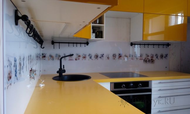 Скинали для кухни фото: фруктовый коллаж, заказ #УТ-972, Желтая кухня.
