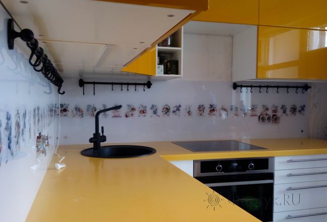 Скинали для кухни фото: фруктовый коллаж, заказ #УТ-972, Желтая кухня.