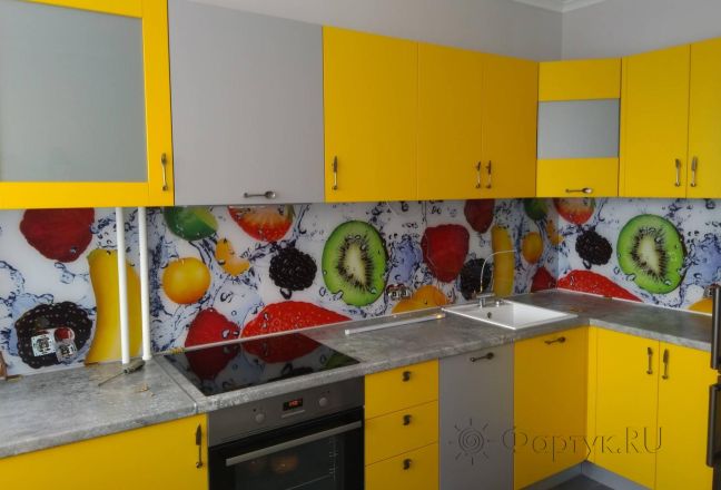 Скинали для кухни фото: фруктовый микс, заказ #ИНУТ-3638, Желтая кухня.