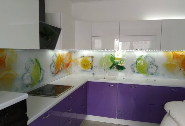 Фартук фото: фрукты и лед, заказ #ИНУТ-3054, Фиолетовая кухня. Изображение 247460