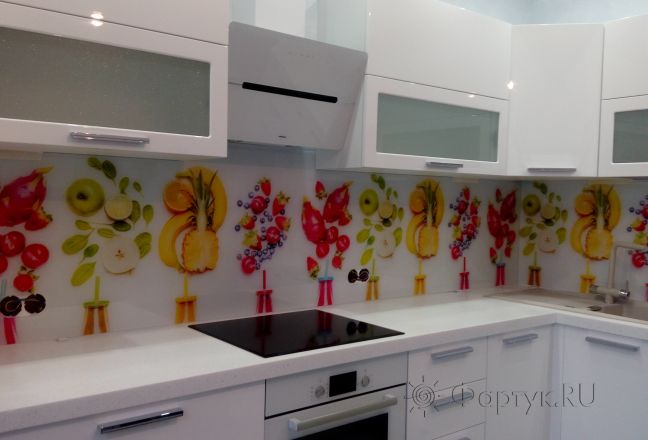 Фартук для кухни фото: фрукты и напитки, заказ #ИНУТ-398, Белая кухня.