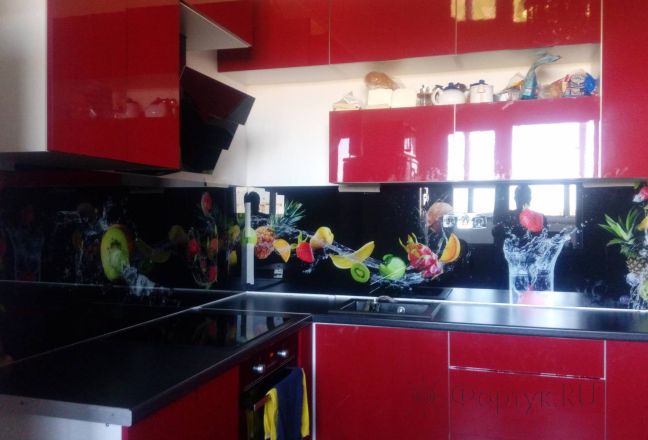 Скинали фото: фрукты в брызгах воды, заказ #ИНУТ-1246, Красная кухня.