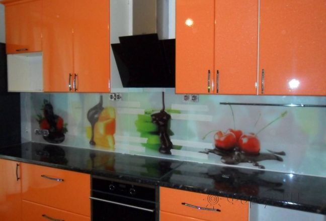 Фартук стекло фото: фрукты в шоколаде., заказ #SN-236, Оранжевая кухня. Изображение 112076