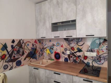 Стеновая панель фото: геометрические фигуры, заказ #ИНУТ-10910, Серая кухня.