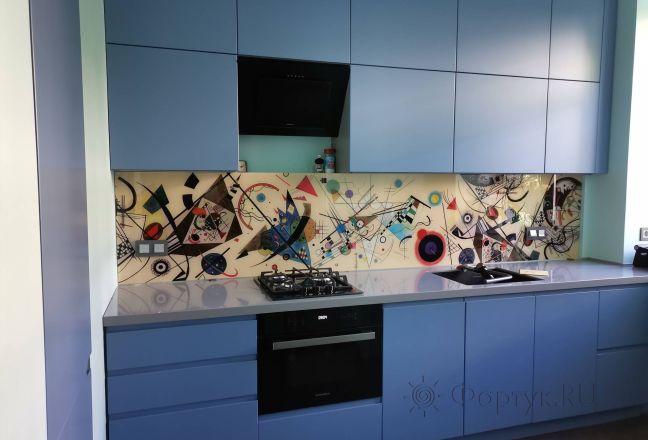 Стеклянная фото панель: геометрические фигуры, заказ #ИНУТ-12935, Синяя кухня. Изображение 207554