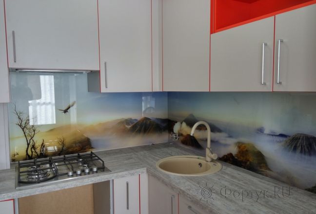 Фартук для кухни фото: гейзеры и чистое небо, заказ #ГМУТ-527, Белая кухня. Изображение 186828
