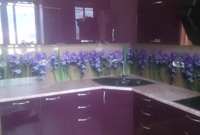 Фартук фото: гиацинты, заказ #УТ-552, Фиолетовая кухня. Изображение 128336