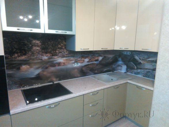 Скинали для кухни фото: горный ручей, заказ #УТ-1176, Зеленая кухня.
