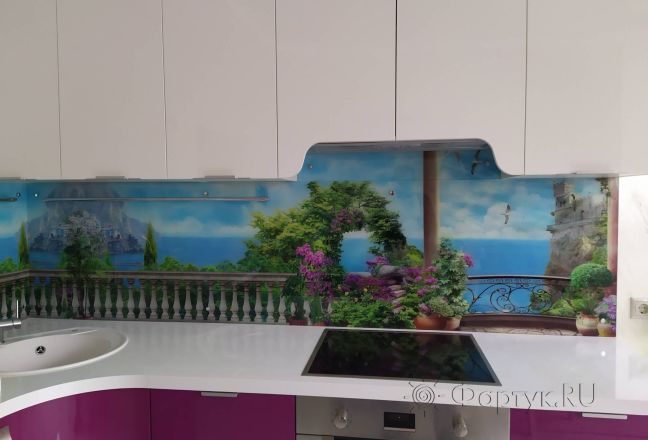 Фартук фото: город у моря, заказ #ИНУТ-11340, Фиолетовая кухня. Изображение 186060