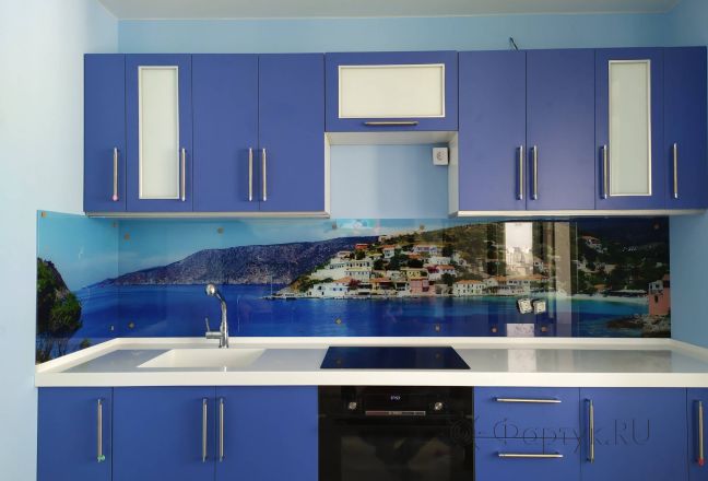 Стеклянная фото панель: городской пейзаж, заказ #ИНУТ-6563, Синяя кухня. Изображение 181586