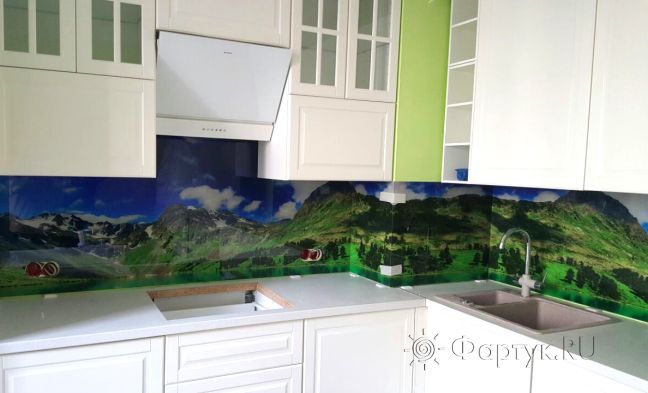 Фартук для кухни фото: горы, заказ #УТ-739, Белая кухня.
