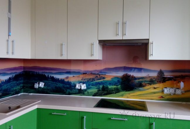 Скинали для кухни фото: горы на солнце и в тени, заказ #УТ-2135, Зеленая кухня. Изображение 184664