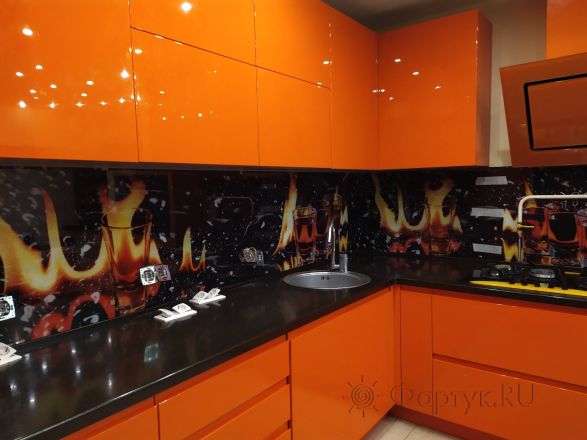Фартук стекло фото: горячие напитки, заказ #ИНУТ-7887, Оранжевая кухня.