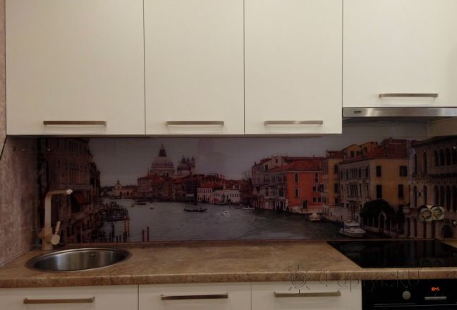 Фартук для кухни фото: гранд-канал венеции, заказ #УТ-1661, Белая кухня. Изображение 181824