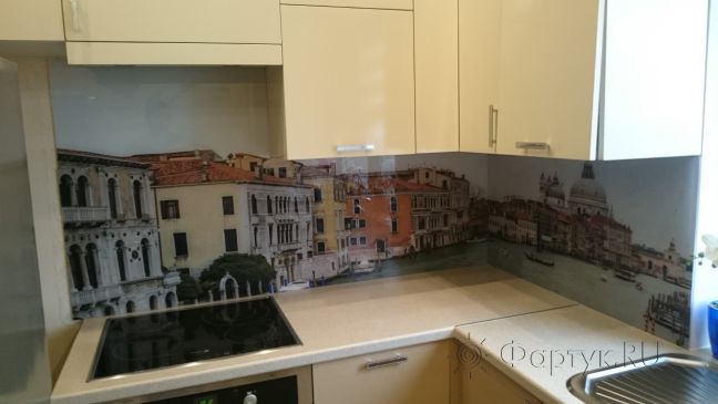 Скинали для кухни фото: гранд-канал венеции, заказ #УТ-2162, Желтая кухня.