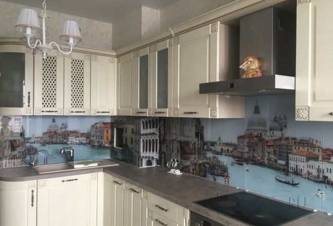 Фартук для кухни фото: гранд-канал венеции, заказ #КРУТ-571, Белая кухня. Изображение 181824