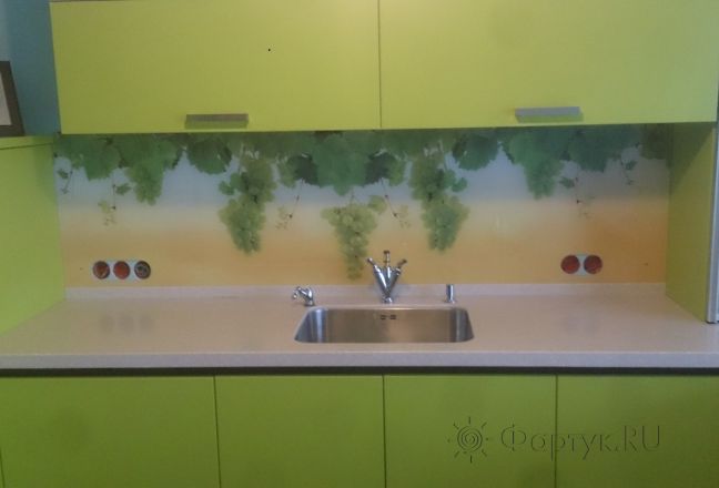 Скинали для кухни фото: грозди винограда, заказ #УТ-414, Зеленая кухня. Изображение 111828